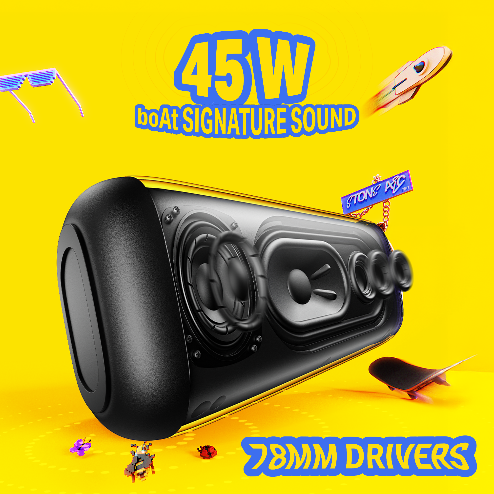 boAt Stone Arc Pro Plus | Portable Bluetooth Speaker with 45W Sound, 12H Playback & RGB LEDs