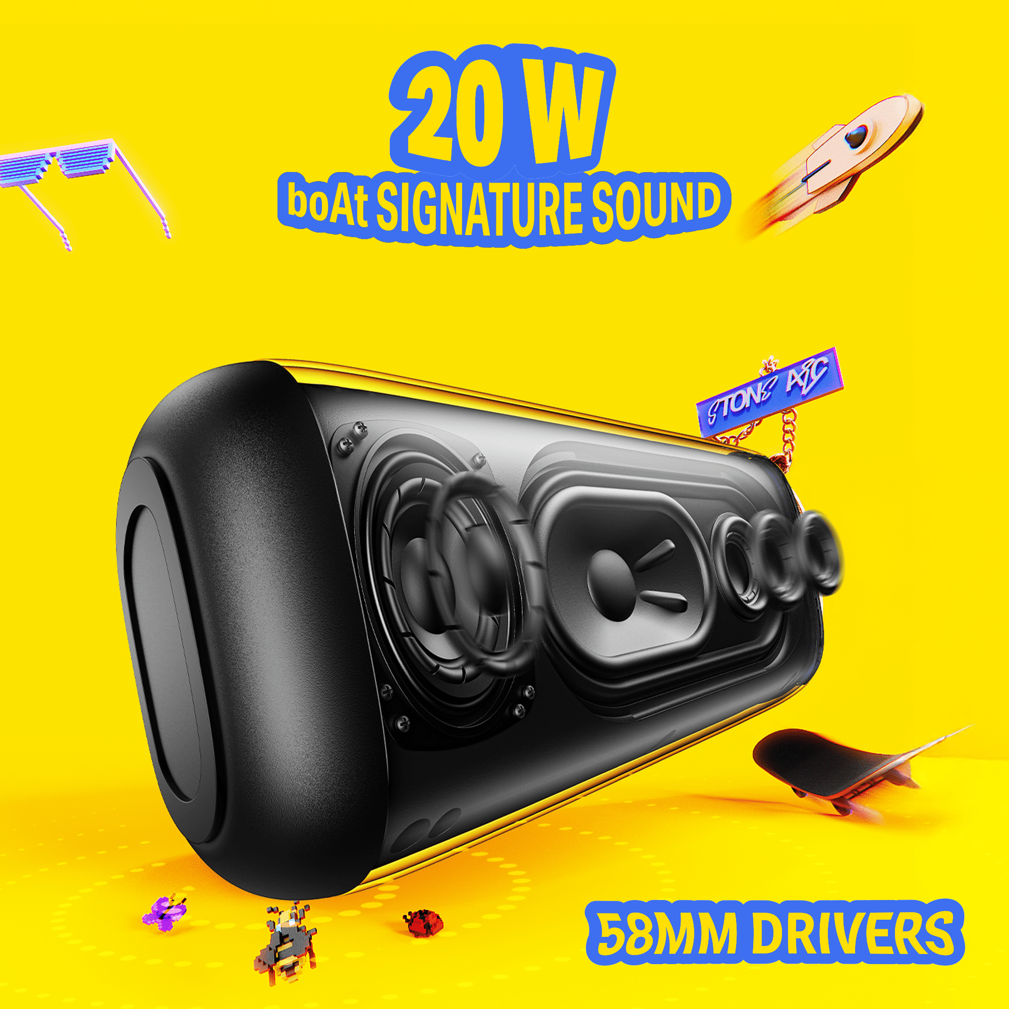 boAt Stone Arc | Portable Bluetooth Speaker with 20W Sound, 12H Playback & RGB LEDs