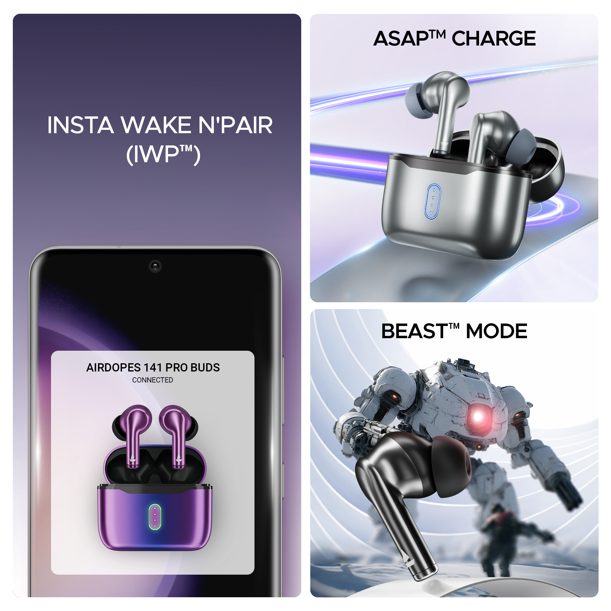 boAt Airdopes 141 Pro Buds | Wireless Earbuds with 60H Playback, ENx™ Technology, Sleek Metallic Finish, Bluetooth v5.3