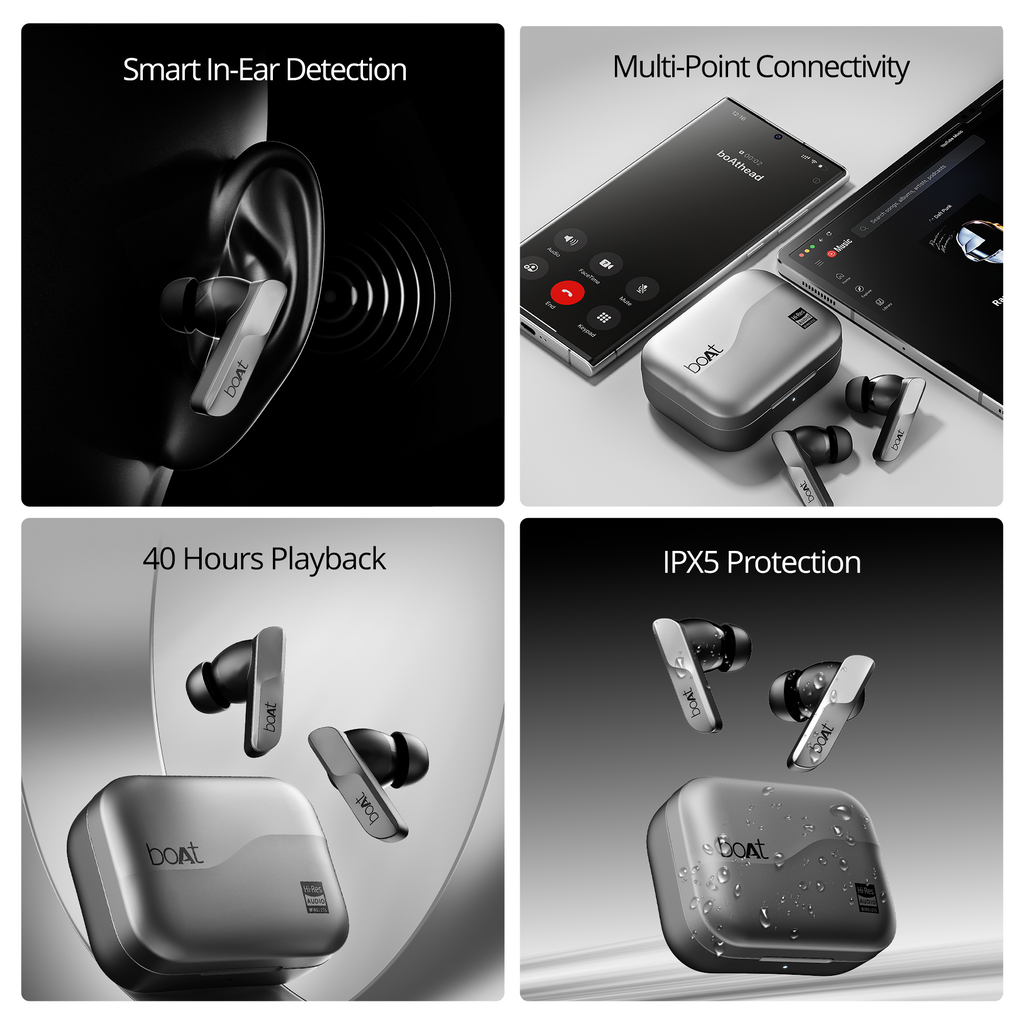 boAt Airdopes 800 HiDef | Wireless Earbuds with 40 Hours Playback, High-Res Audio with LDAC, AI ENx Technology