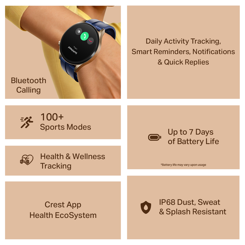 boAt Chrome Horizon | Smartwatch with 1.51" AMOLED Display, Premium Metal Built, VO2 Max, Video Watch Face, Functional Crown
