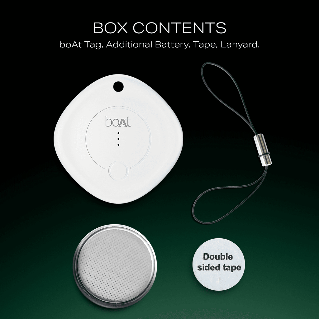 boAt TAG - Bluetooth Item Finder | BLE Location Tracking, In-built 80dB Alarm, Versatile Tracking Feature, 1-Year Battery Backup