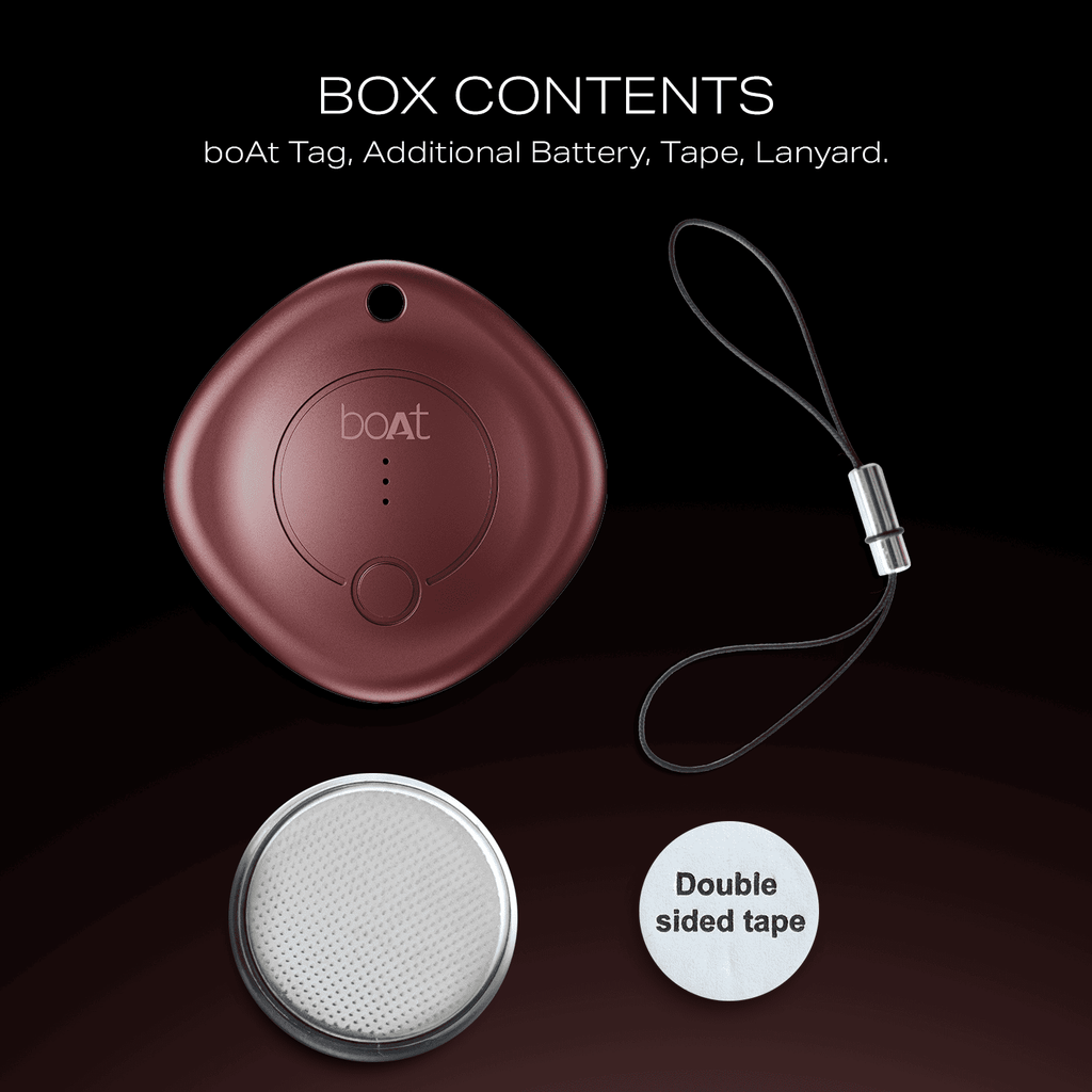 boAt TAG - Bluetooth Item Finder | BLE Location Tracking, In-built 80dB Alarm, Versatile Tracking Feature, 1-Year Battery Backup