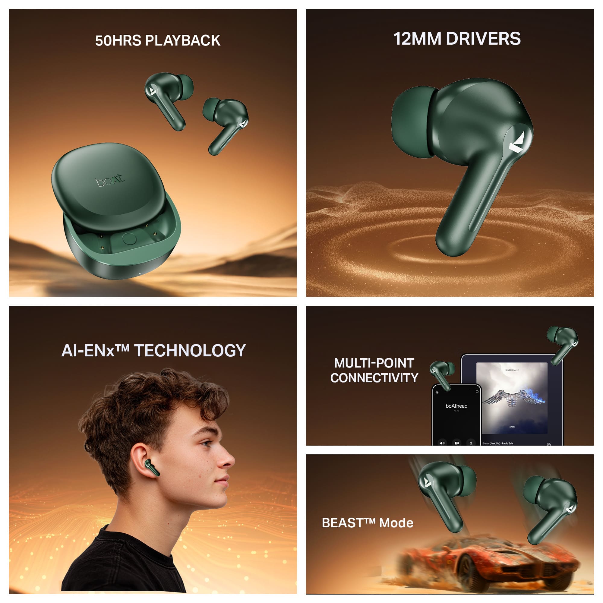 boAt Airdopes Prime 413 | Wireless Earbuds with 50 Hours Playback, BEAST™ Mode & Voice Assistant Support