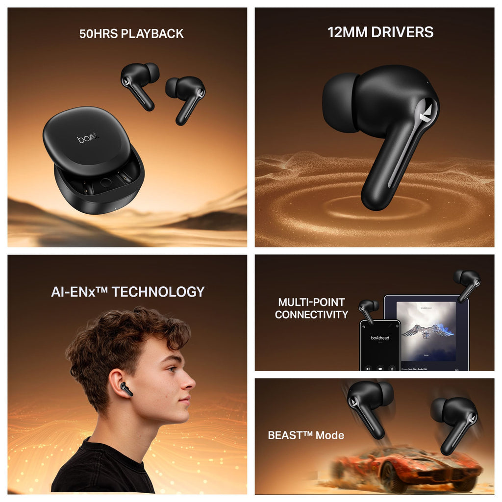 boAt Airdopes Prime 413 | Wireless Earbuds with 50 Hours Playback, BEAST™ Mode & Voice Assistant Support