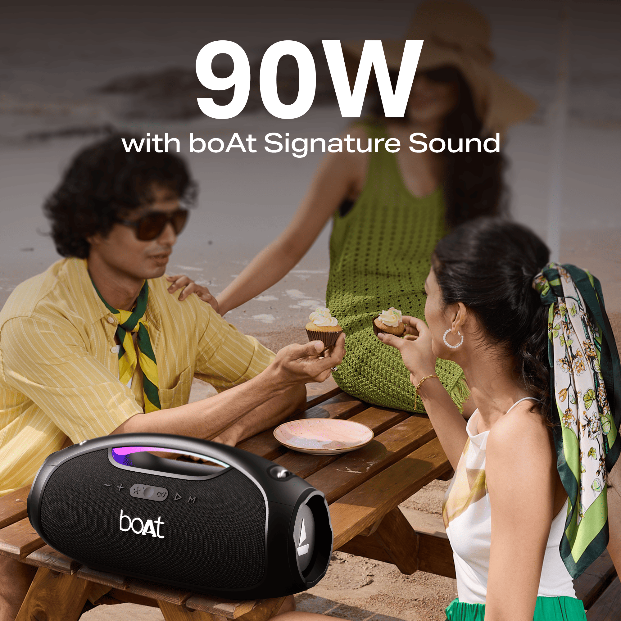 boAt Stone Ignite | Portable Bluetooth Speaker with 90W boAt Signature Sound, RGB Light, Broadcast Feature, EQ Modes