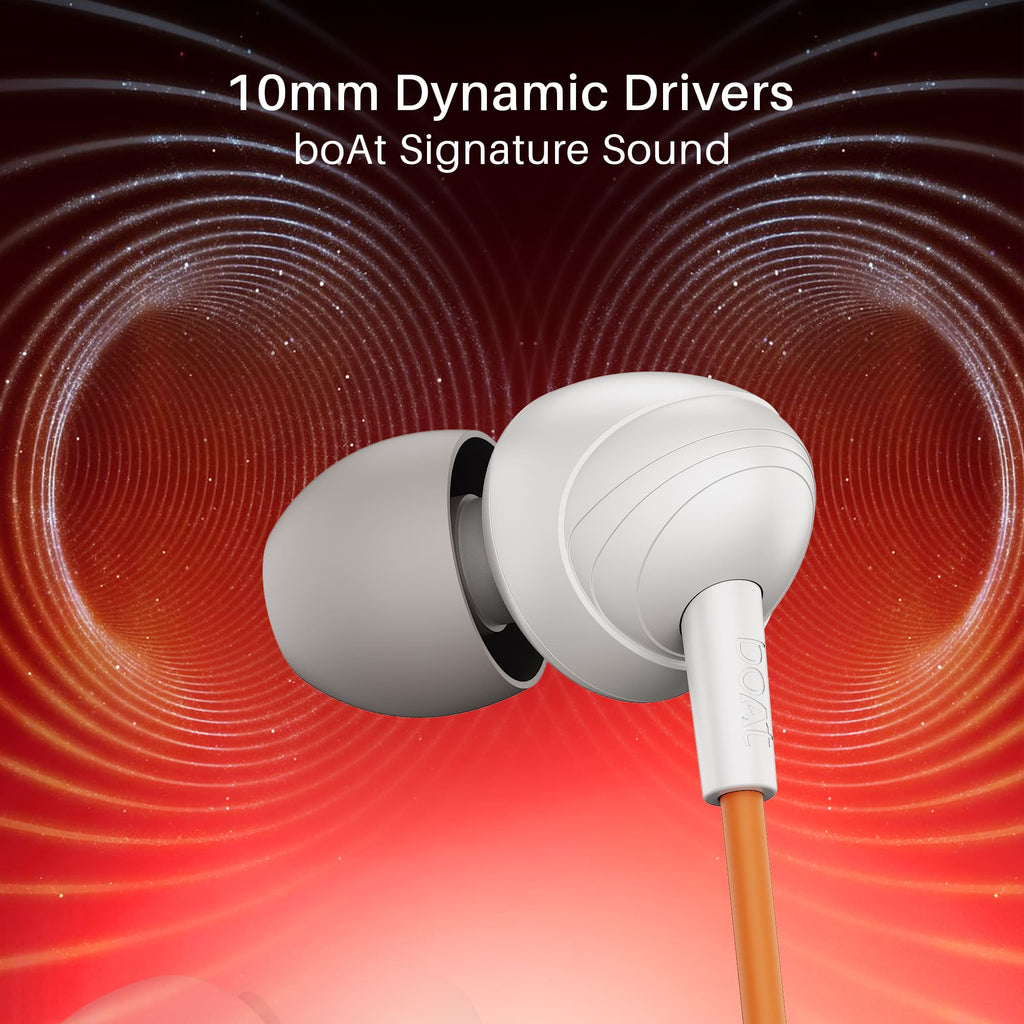 boAt Bassheads 211 | Wired Earphones with 10mm Drivers, Mic & Glossy Comfort Fit