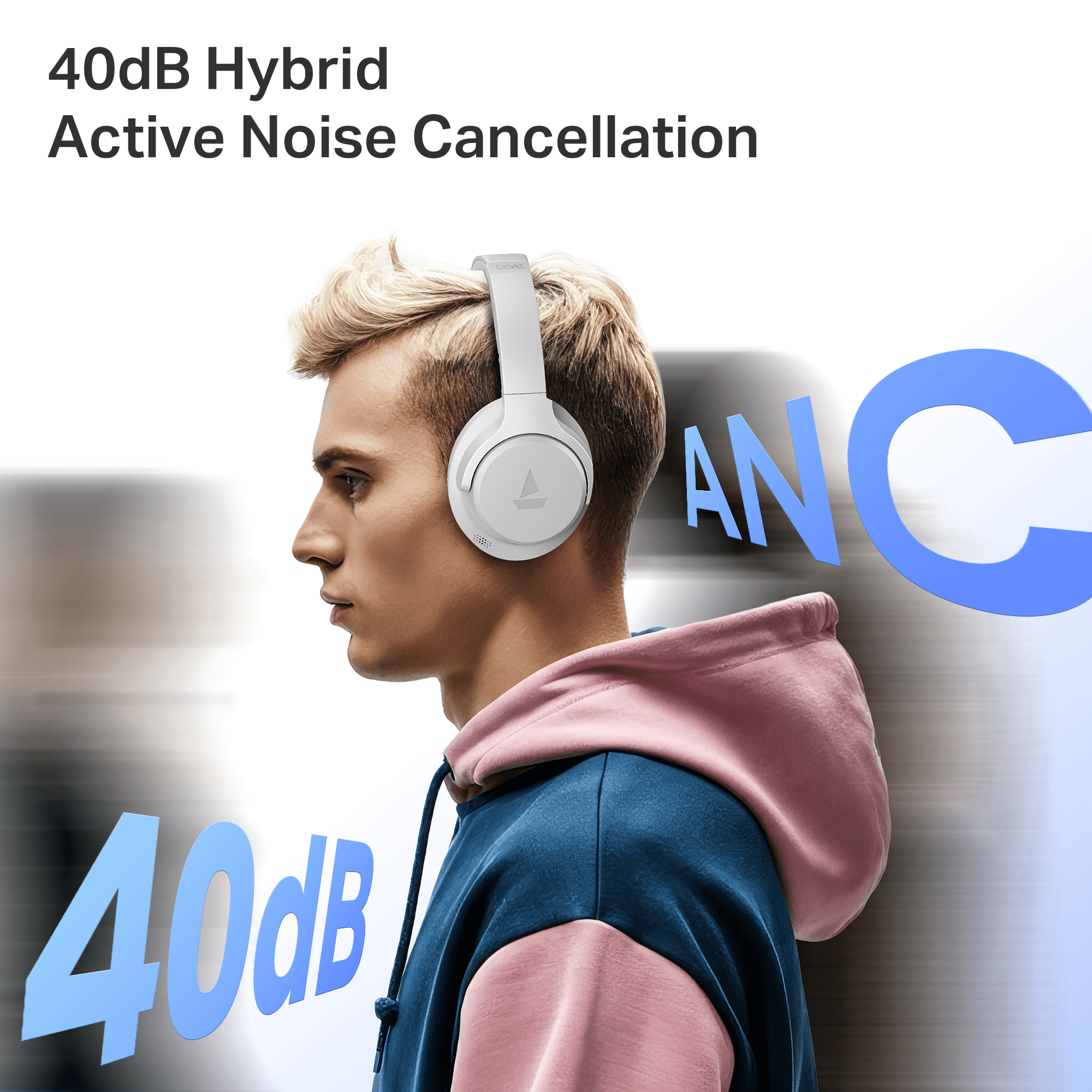 boAt Rockerz 512 ANC | Wireless Headphones with 40dB Hybrid ANC, 80H Playback & boAt Signature Sound