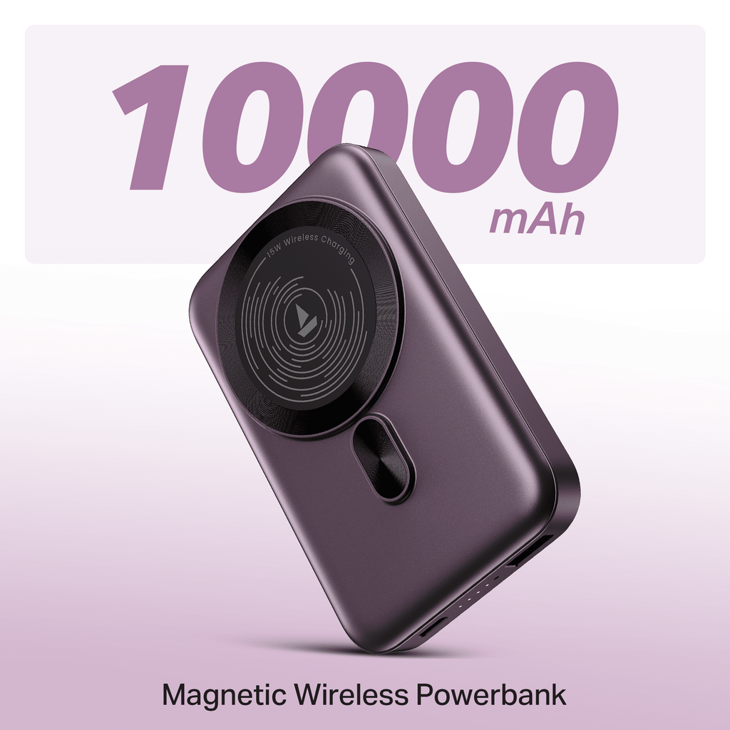 Energyshroom PB331 Magnacharge | Powerbank with 22.5W Fast Charging, 10,000mAh, 15W Magnetic Wireless Charging, 12-Layer Smart IC Protection, 3 Output Ports