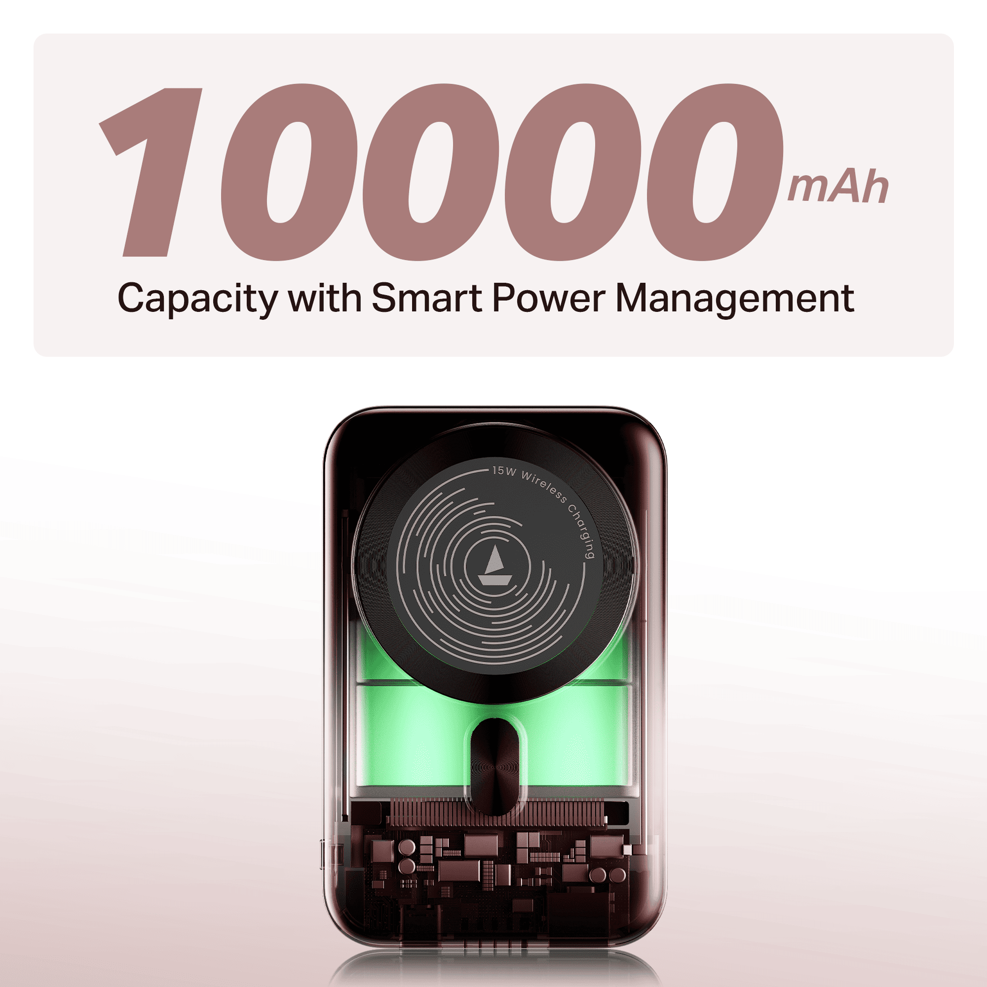 Energyshroom PB331 Magnacharge | Powerbank with 22.5W Fast Charging, 10,000mAh, 15W Magnetic Wireless Charging, 12-Layer Smart IC Protection, 3 Output Ports