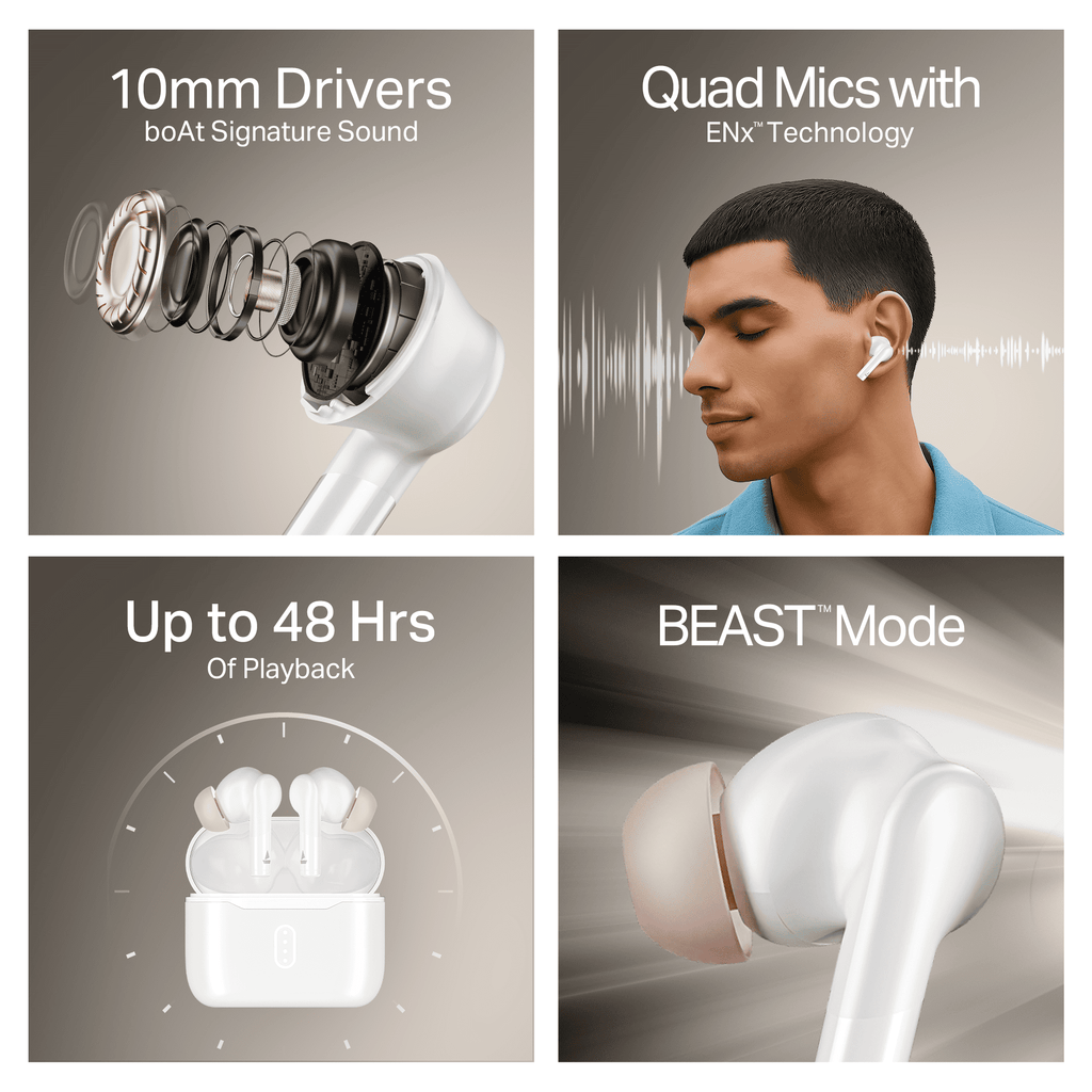 boAt Airdopes 148 Gen 2 | Wireless Earbuds with 48 Hours Playback, BEAST™ Mode, Dual EQs, ENx™ Tech