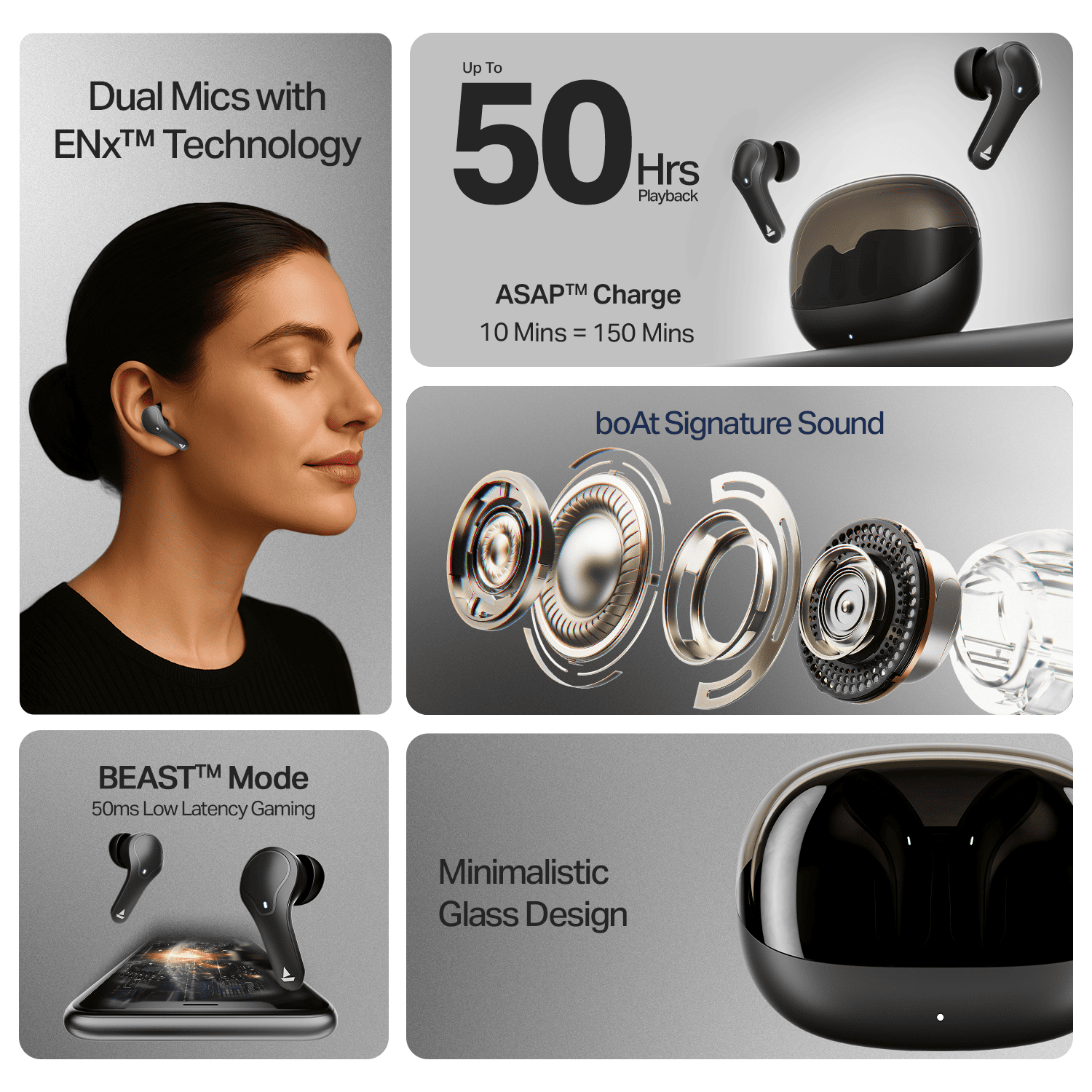 boAt Airdopes Plus 311 | Wireless Earbuds with 50 Hours Playback, Dual Mics with ENx™ Technology, BEAST™ Mode, ASAP™ Charge