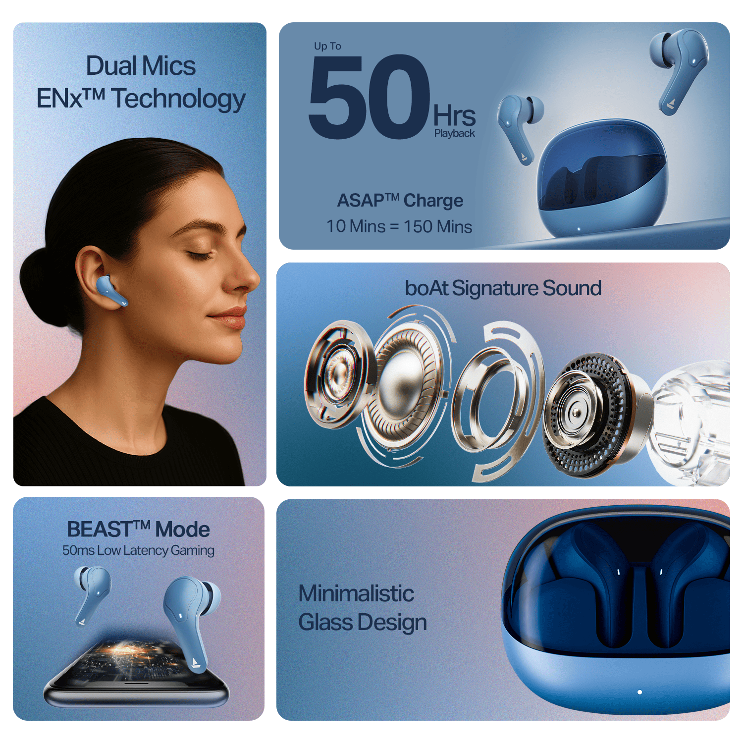boAt Airdopes Plus 311 | Wireless Earbuds with 50 Hours Playback, Dual Mics with ENx™ Technology, BEAST™ Mode, ASAP™ Charge
