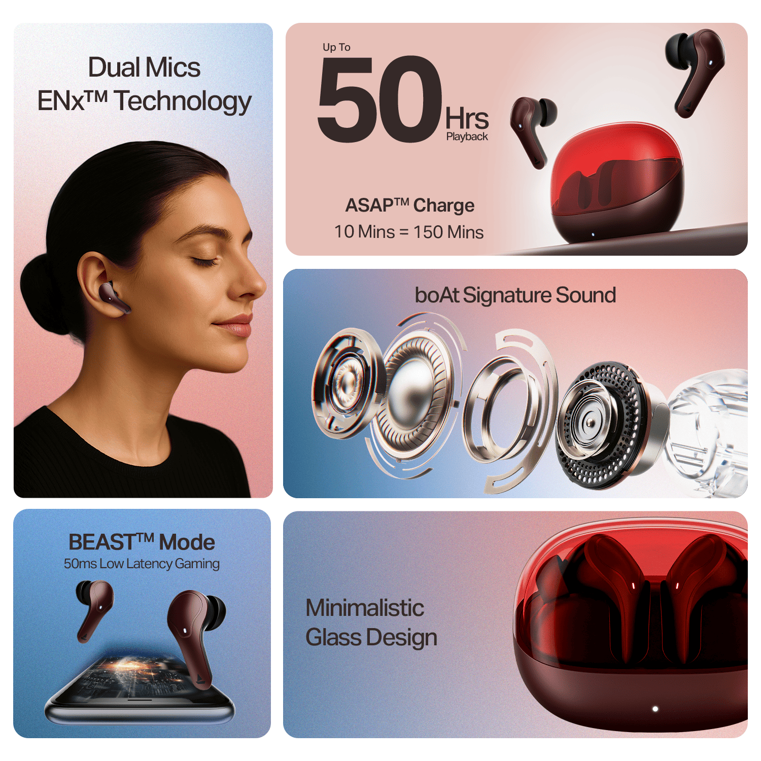 boAt Airdopes Plus 311 | Wireless Earbuds with 50 Hours Playback, Dual Mics with ENx™ Technology, BEAST™ Mode, ASAP™ Charge