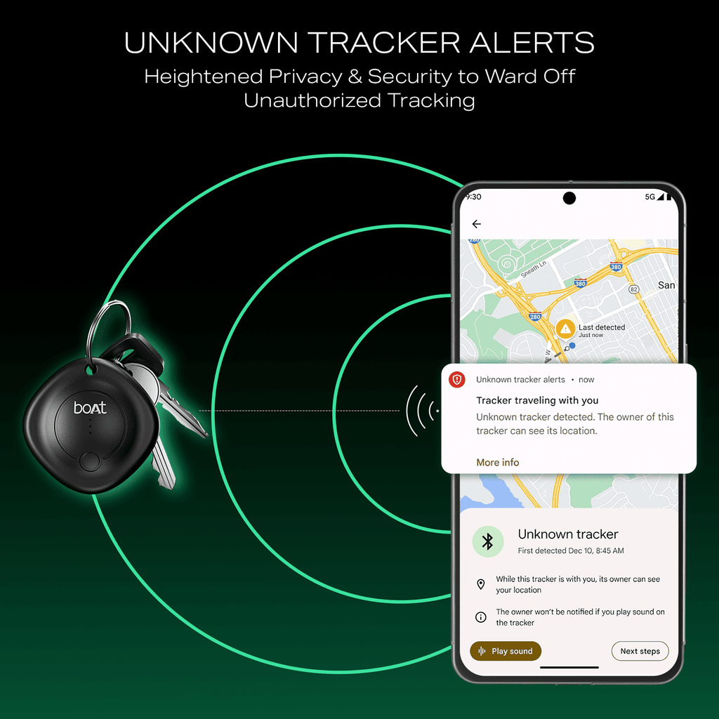 boAt TAG - Bluetooth Item Finder | BLE Location Tracking, In-built 80dB Alarm, Versatile Tracking Feature, 1-Year Battery Backup