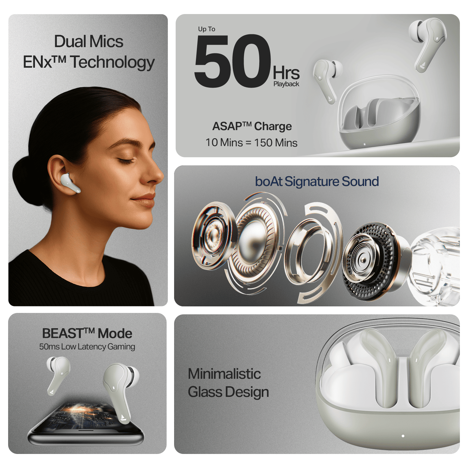 boAt Airdopes Plus 311 | Wireless Earbuds with 50 Hours Playback, Dual Mics with ENx™ Technology, BEAST™ Mode, ASAP™ Charge