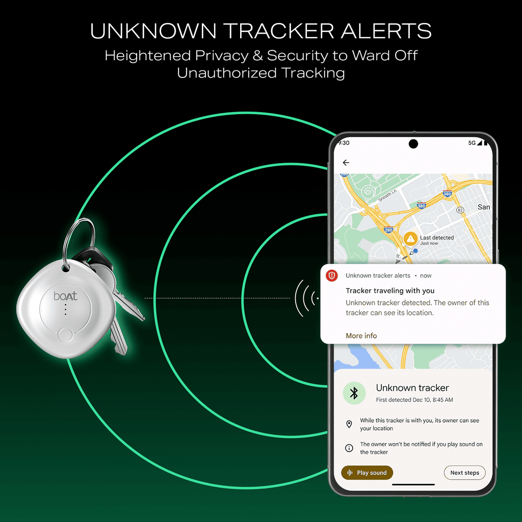 boAt TAG - Bluetooth Item Finder | BLE Location Tracking, In-built 80dB Alarm, Versatile Tracking Feature, 1-Year Battery Backup