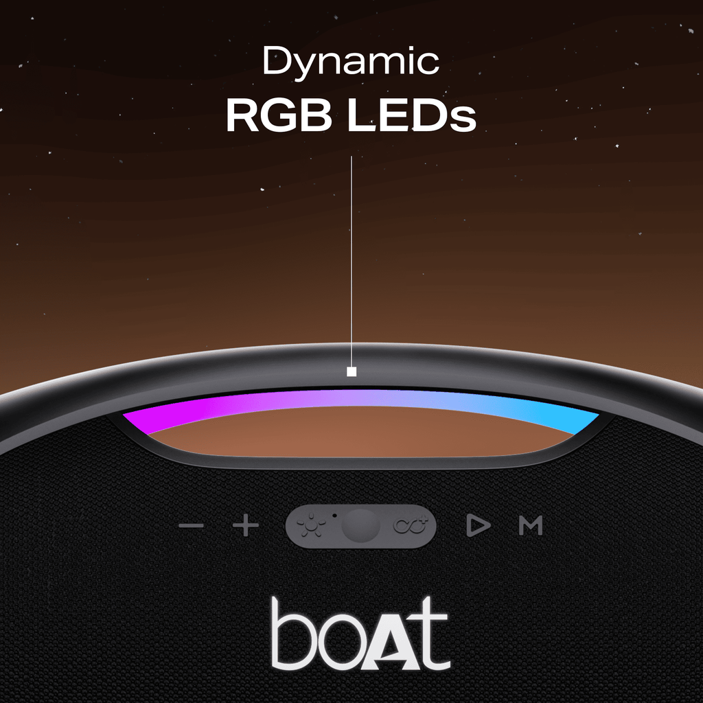 boAt Stone Ignite | Portable Bluetooth Speaker with 90W boAt Signature Sound, RGB Light, Broadcast Feature, EQ Modes