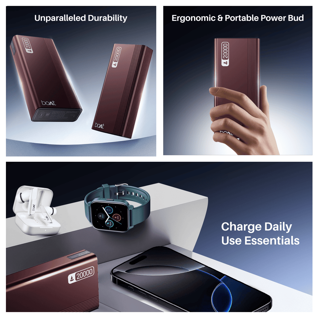 Energyshroom PB401 | Powerbank with 20000mAh Lithium Polymer Battery, Multiple Ports for Simultaneous Charging