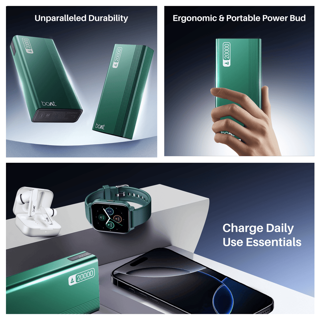 Energyshroom PB401 | Powerbank with 20000mAh Lithium Polymer Battery, Multiple Ports for Simultaneous Charging
