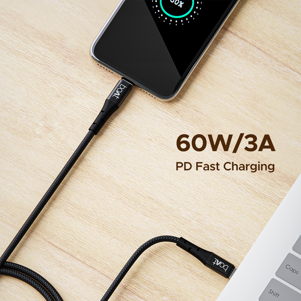 boAt C300 Fast Charging Cable | Charging Cable with 480 Mbps Data Transfer, 1.5m Cable Length, 10,000+ Bend Lifespan