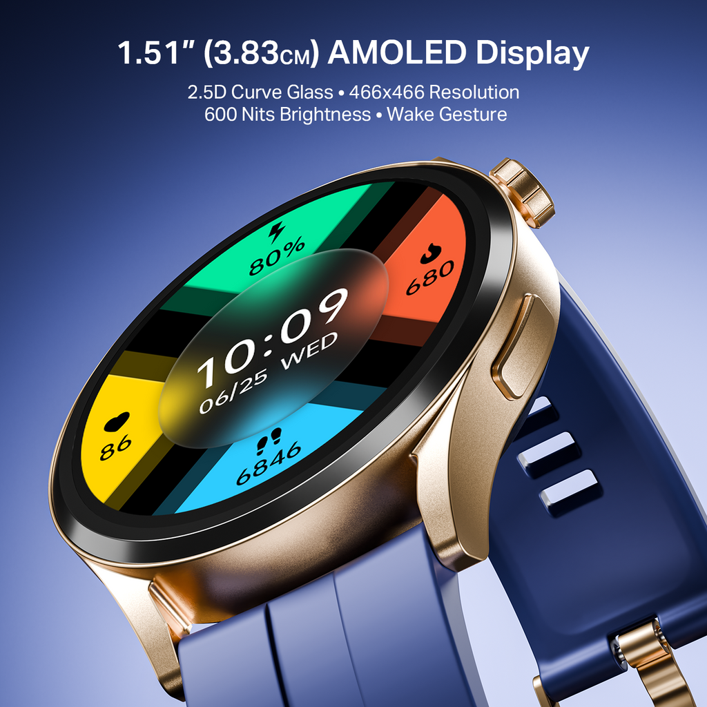 boAt Chrome Horizon | Smartwatch with 1.51" AMOLED Display, Premium Metal Built, VO2 Max, Video Watch Face, Functional Crown