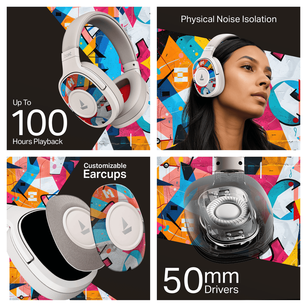 boAt Rockerz Plus 550 | Wireless Headphones with 100H Playback, 50mm Drivers & boAt Signature Sound