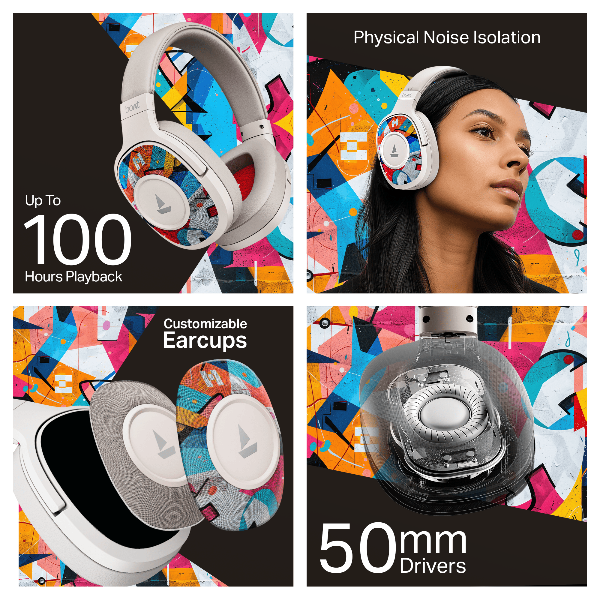 boAt Rockerz Plus 550 | Wireless Headphones with 100H Playback, 50mm Drivers & boAt Signature Sound