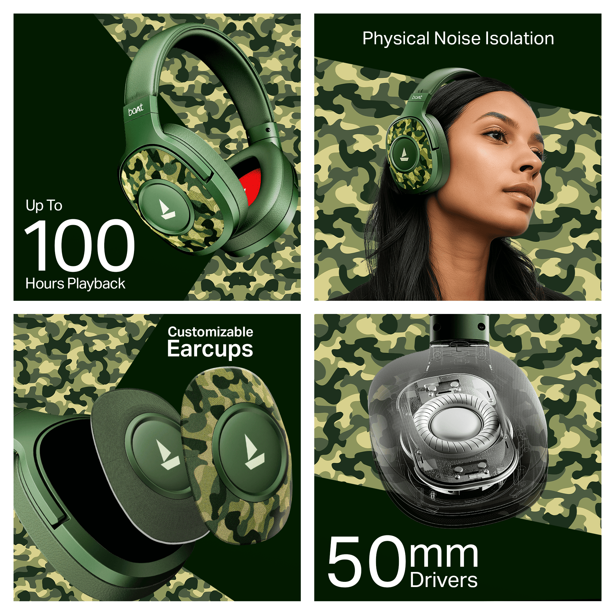 boAt Rockerz Plus 550 | Wireless Headphones with 100H Playback, 50mm Drivers & boAt Signature Sound
