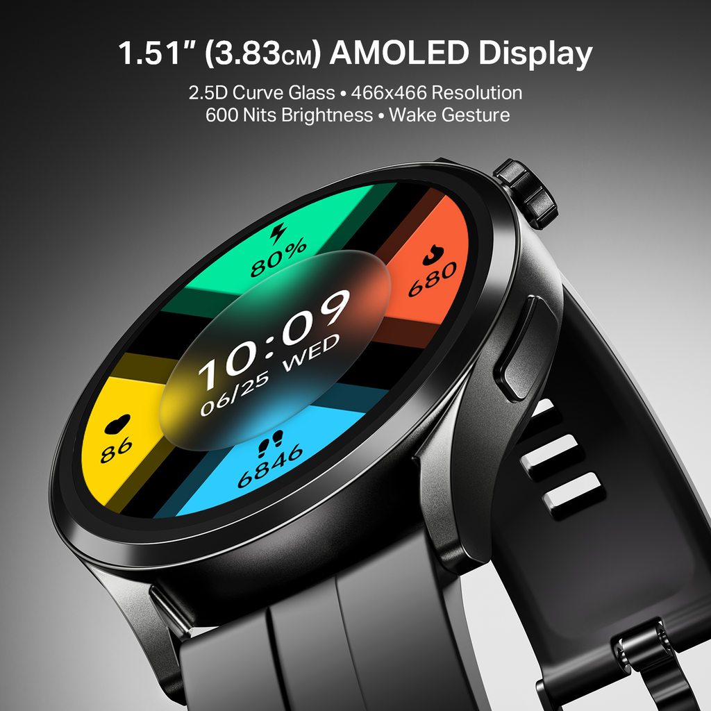 boAt Chrome Horizon | Smartwatch with 1.51" AMOLED Display, Premium Metal Built, VO2 Max, Video Watch Face, Functional Crown