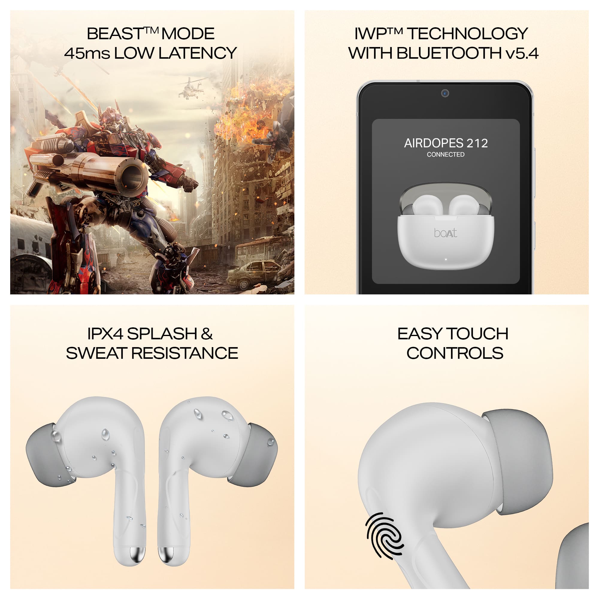 boAt Airdopes 212 | Wireless Earbuds with 50 Hours Playback, BEAST™ Mode & ENx™ Calling