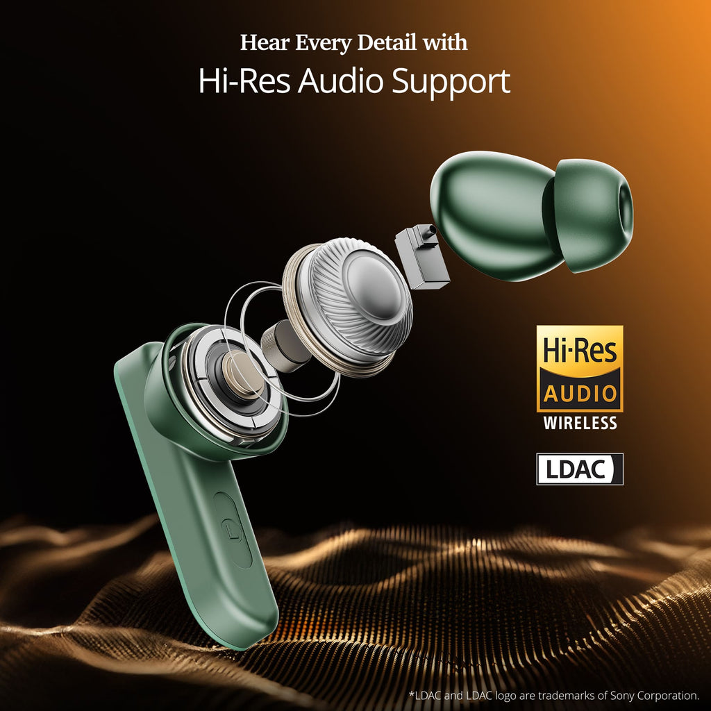 boAt Airdopes 800 HiDef | Wireless Earbuds with 40 Hours Playback, High-Res Audio with LDAC, AI ENx Technology