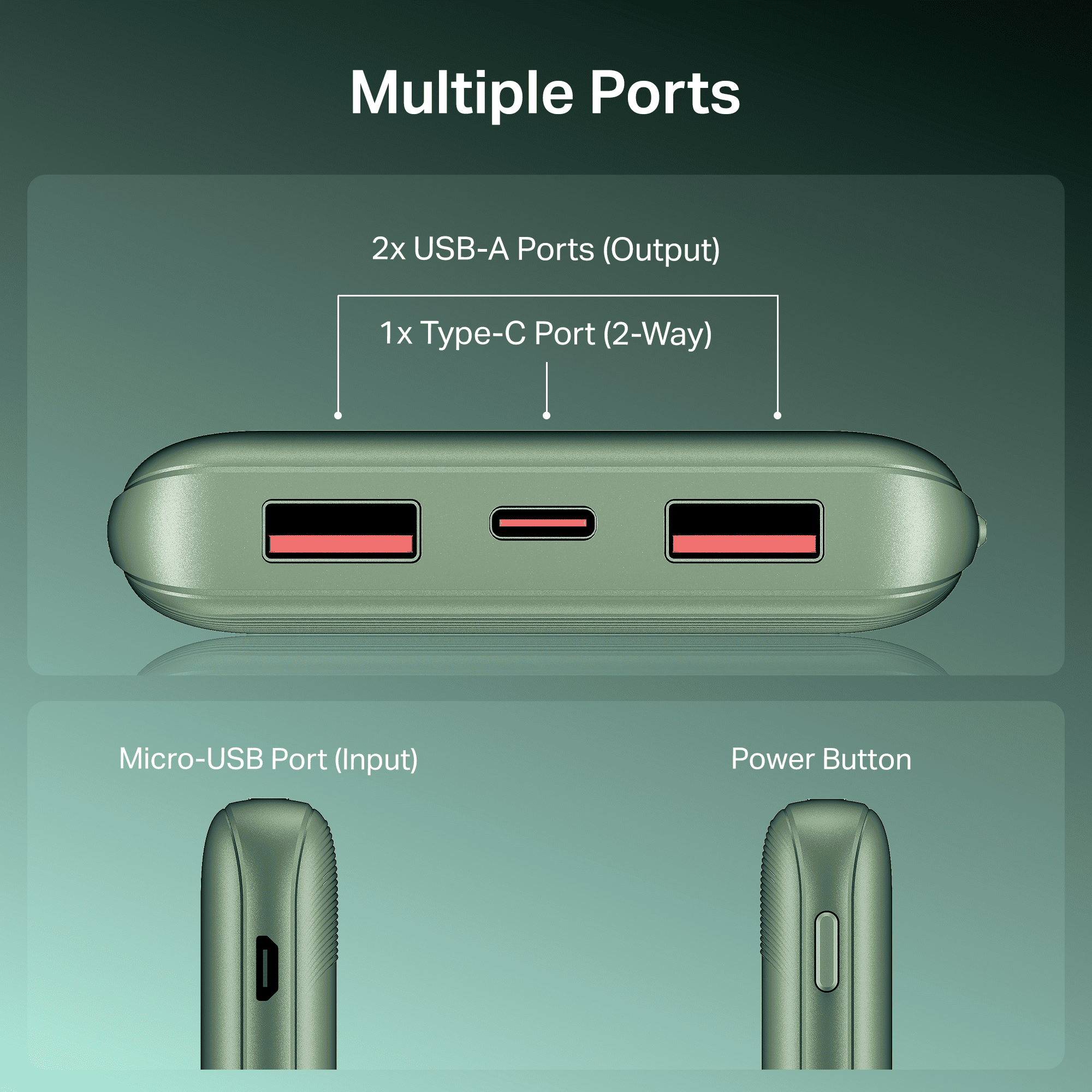Energyshroom PB300 Activ | Powerbank with 22.5W Fast Charging, 10,000mAh, 12-Layer Smart IC Protection, 3 output ports