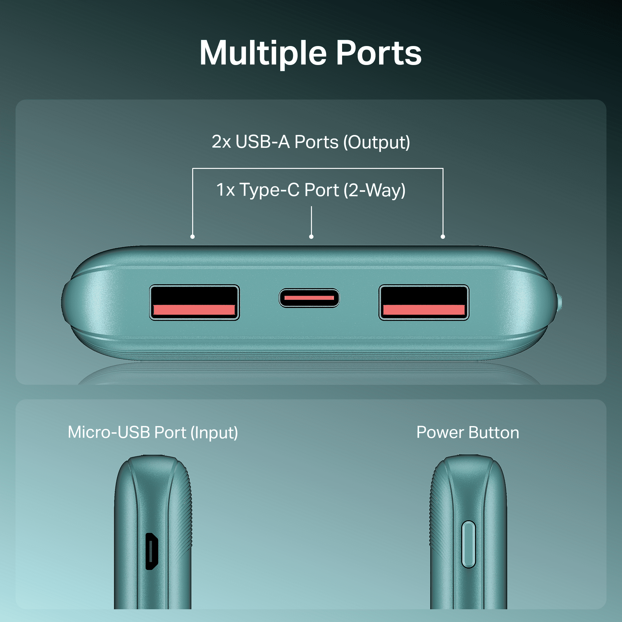 Energyshroom PB300 Activ | Powerbank with 22.5W Fast Charging, 10,000mAh, 12-Layer Smart IC Protection, 3 output ports