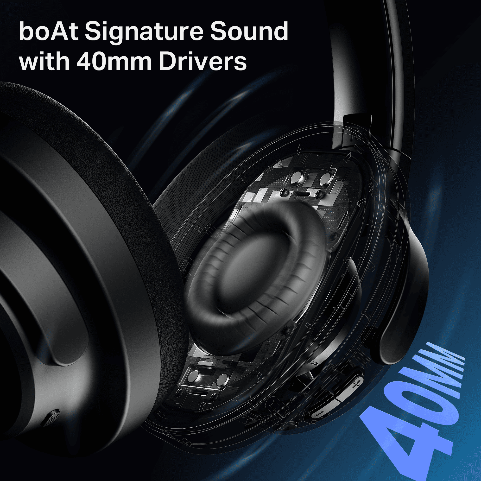 boAt Rockerz 512 ANC | Wireless Headphones with 40dB Hybrid ANC, 80H Playback & boAt Signature Sound