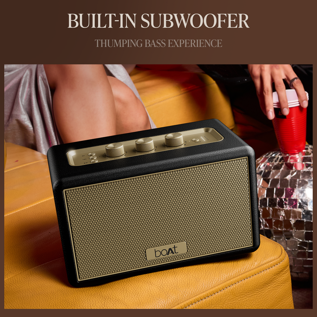 boAt Stone Opus | Portable Bluetooth Speaker with 80W boAt Signature Sound, Built-in Subwoofer, 12 Hours Playback