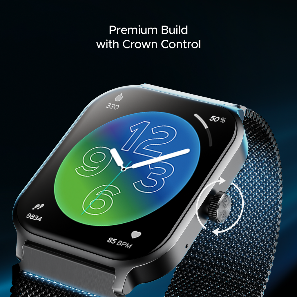 boAt Storm Call 3 Plus | Smartwatch with 1.96" HD Display, BT Calling, 700+ Activity Modes, SOS feature, Functional Crown