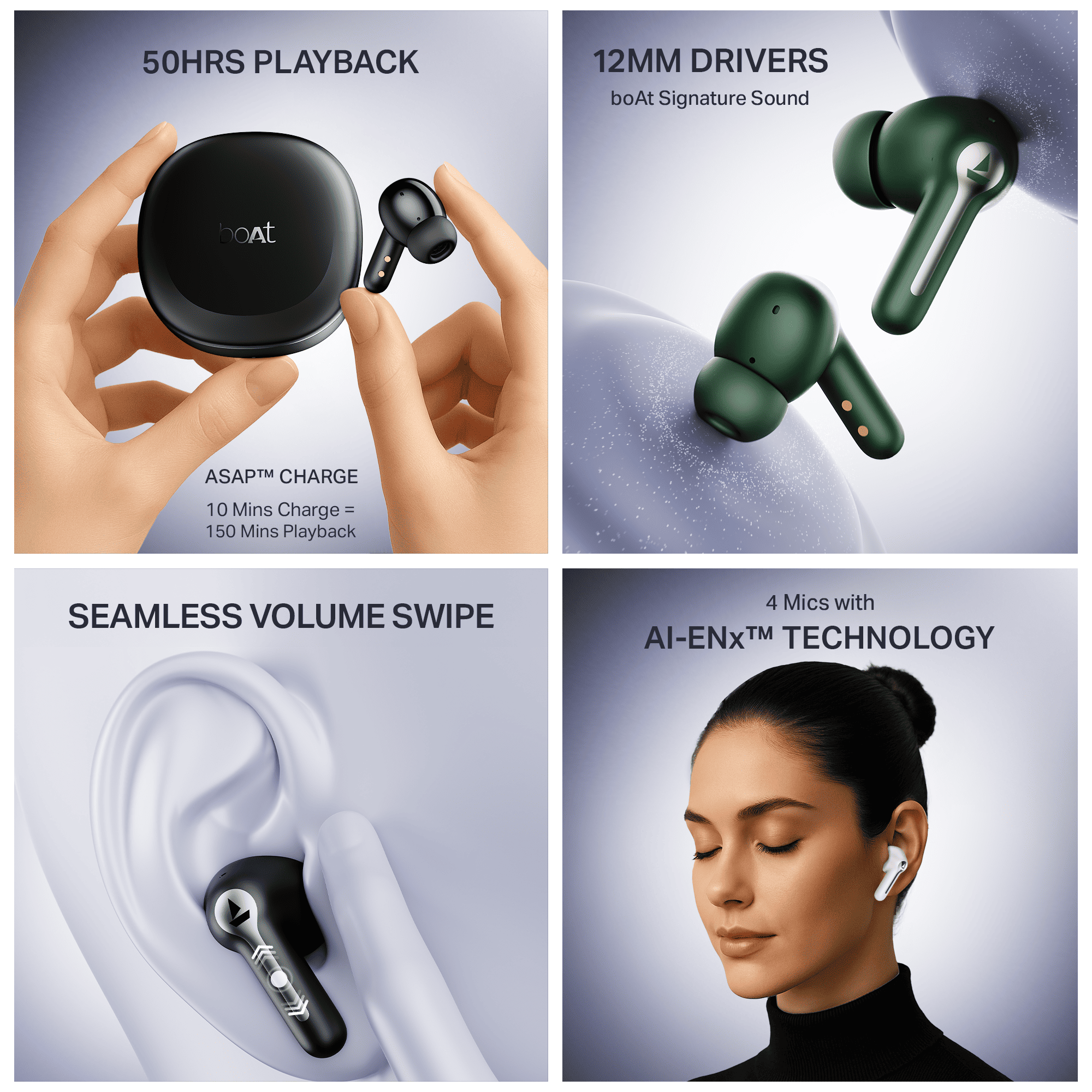 boAt Airdopes Prime 511 | Wireless Earbuds with 50 Hours Playback, AI-ENx™ Calling, Multipoint Connectivity & boAt Signature Sound