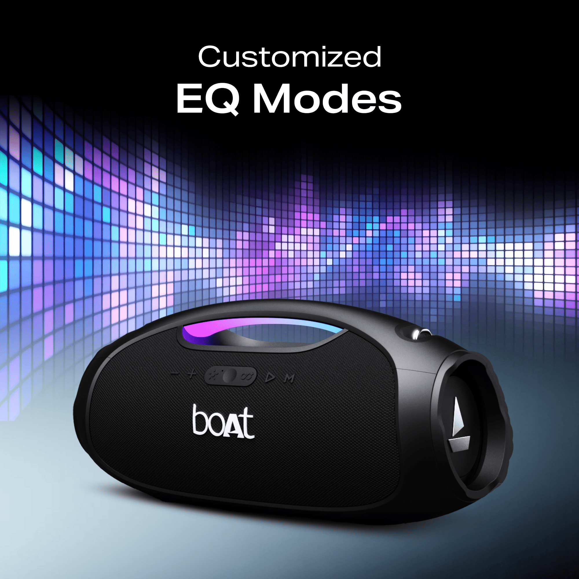 boAt Stone Ignite | Portable Bluetooth Speaker with 90W boAt Signature Sound, RGB Light, Broadcast Feature, EQ Modes
