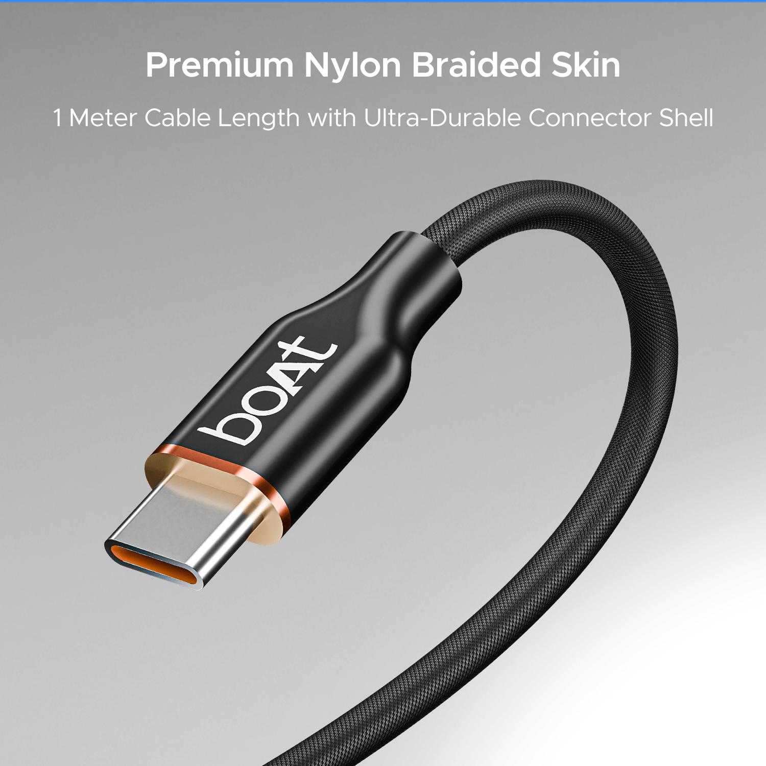 boAt Type C C800 Magna Cable | Charging Cable with 3A Fast Charging, Tangle-free Cable, 480 Mbps Data Sync, 10,000+ Bends Lifespan