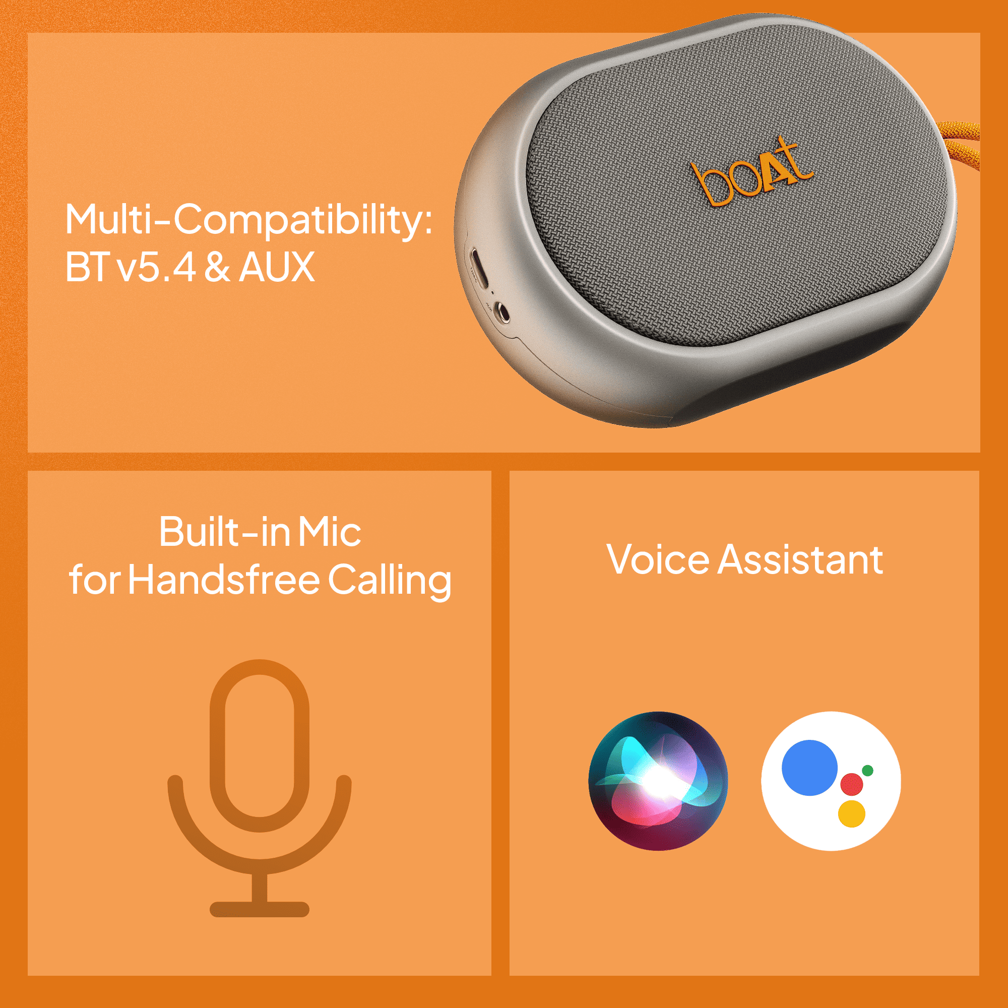 boAt Stone 110 | Portable Bluetooth Speaker with 3W Sound, 15H Playback, TWS feature & IPX4 Resistance