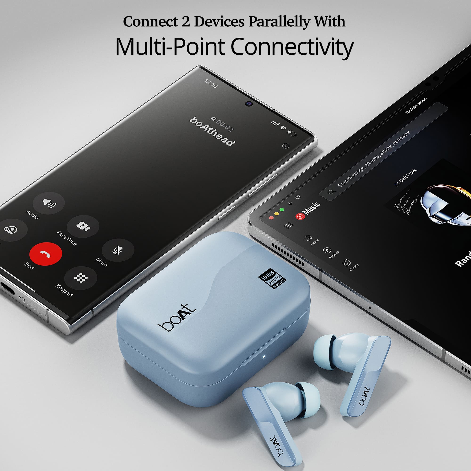 boAt Airdopes 800 HiDef | Wireless Earbuds with 40 Hours Playback, High-Res Audio with LDAC, AI ENx Technology