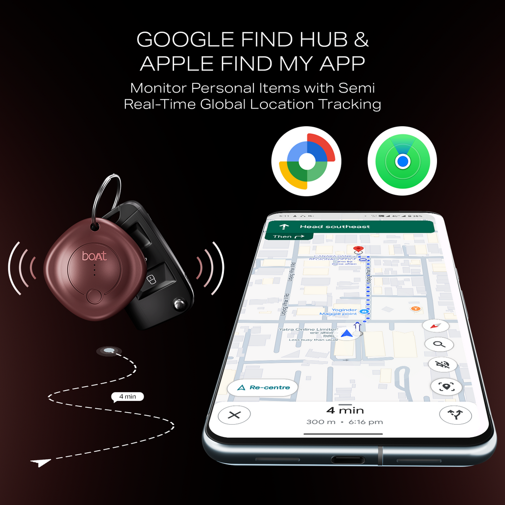 boAt TAG - Bluetooth Item Finder | BLE Location Tracking, In-built 80dB Alarm, Versatile Tracking Feature, 1-Year Battery Backup
