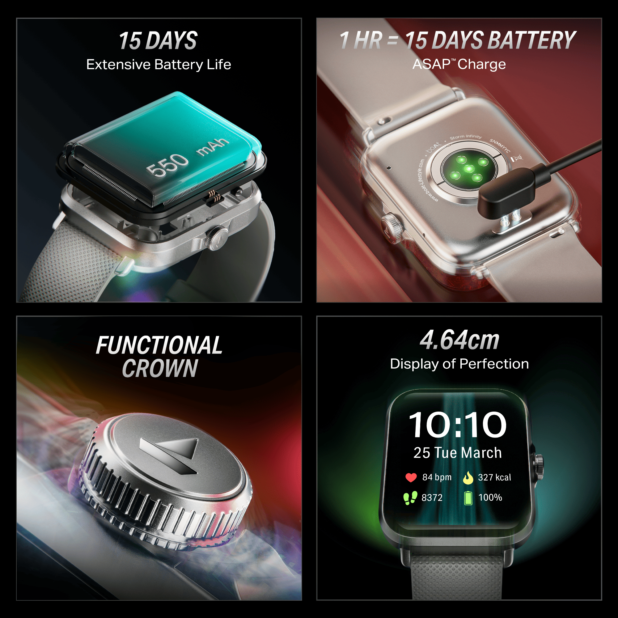 boAt Storm Infinity | Smartwatch with 1.83" HD Display, ASAP Charge, 15-Day Battery Life, Functional Crown, BT v5.4
