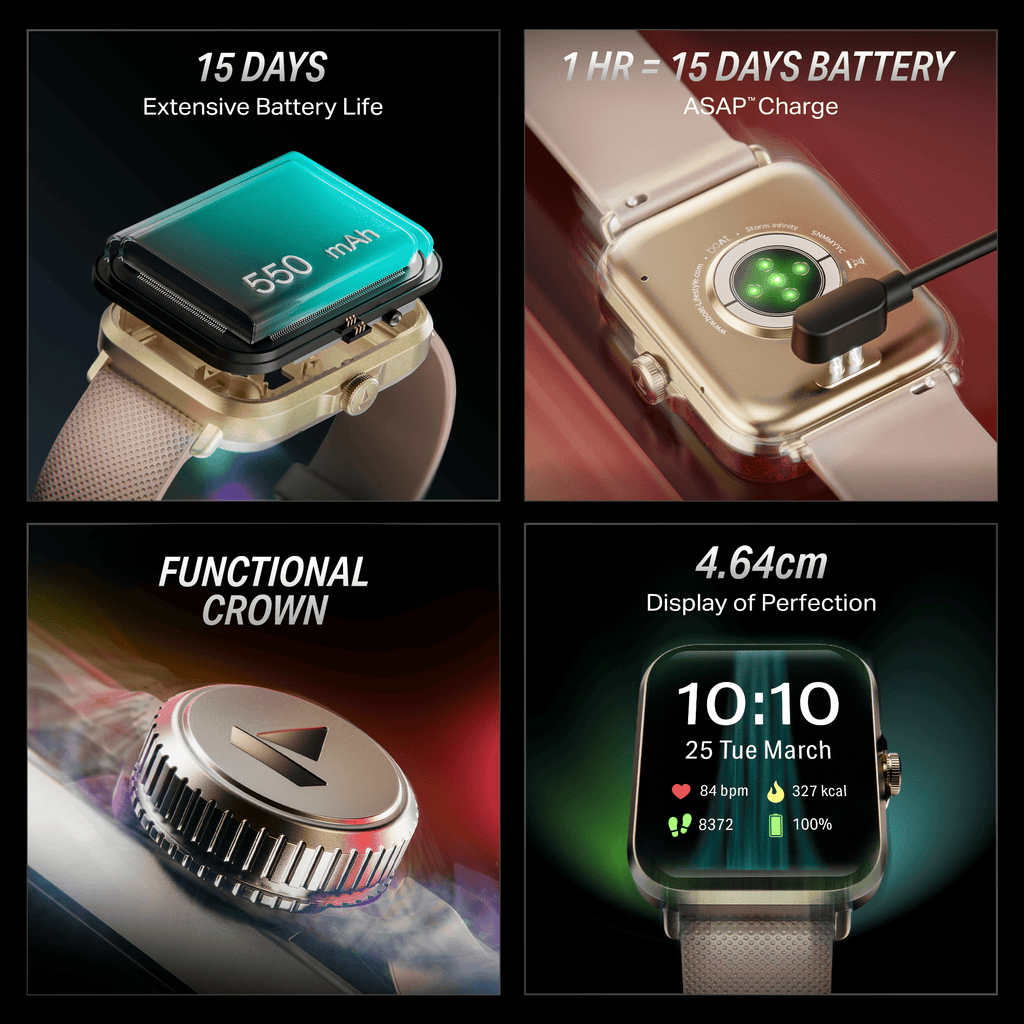 boAt Storm Infinity | Smartwatch with 1.83" HD Display, ASAP Charge, 15-Day Battery Life, Functional Crown, BT v5.4