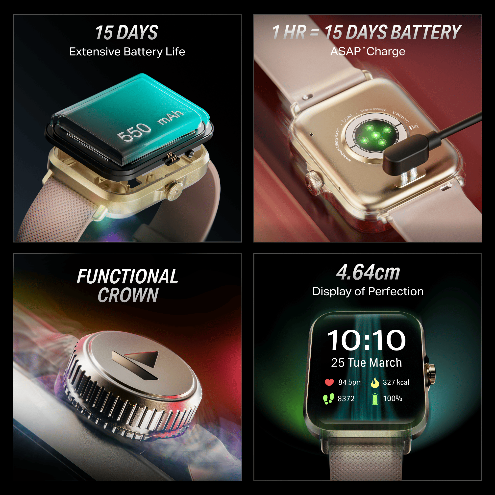 boAt Storm Infinity | Smartwatch with 1.83" HD Display, ASAP Charge, 15-Day Battery Life, Functional Crown, BT v5.4