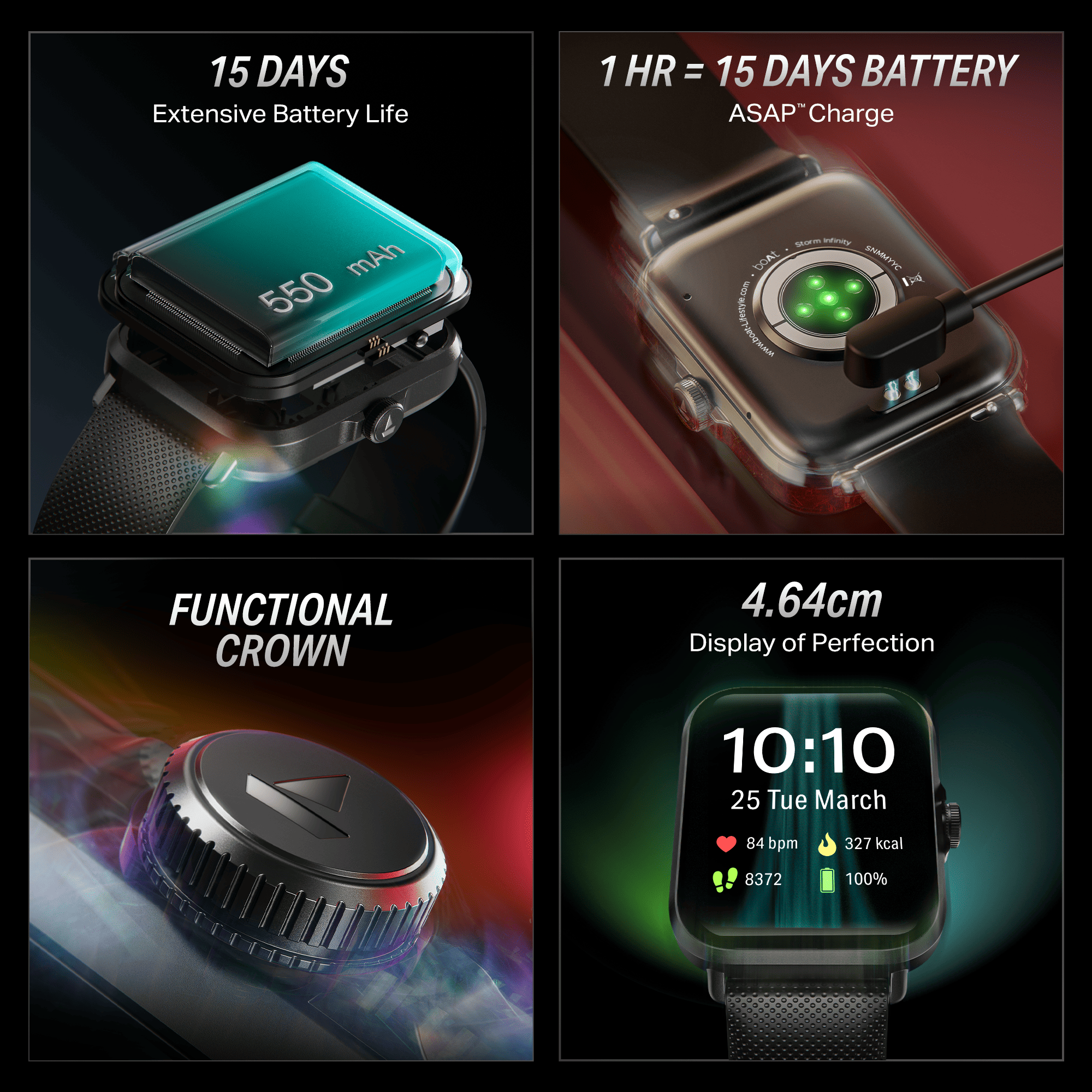 boAt Storm Infinity | Smartwatch with 1.83" HD Display, ASAP Charge, 15-Day Battery Life, Functional Crown, BT v5.4