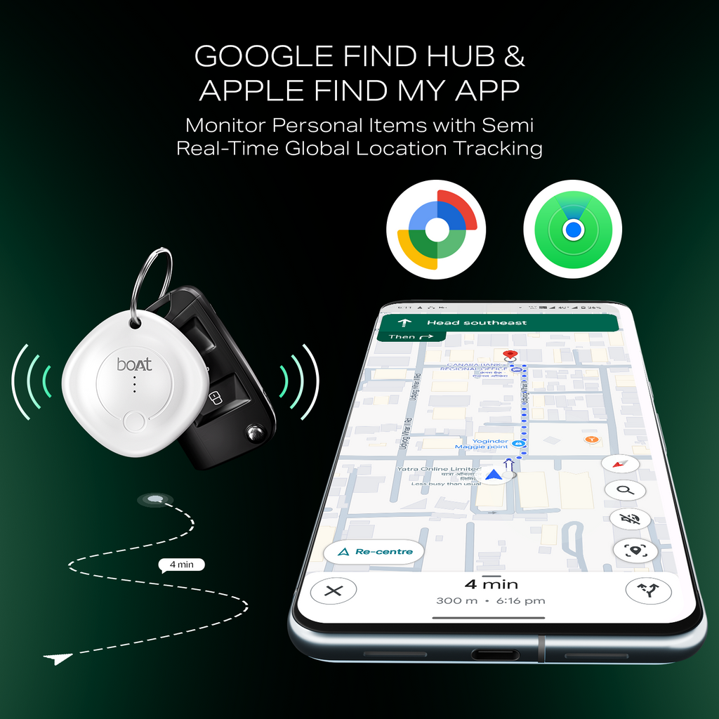 boAt TAG - Bluetooth Item Finder | BLE Location Tracking, In-built 80dB Alarm, Versatile Tracking Feature, 1-Year Battery Backup