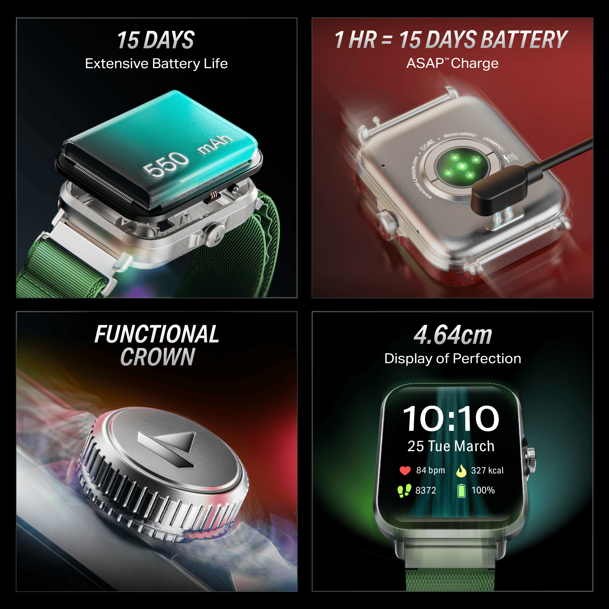 boAt Storm Infinity | Smartwatch with 1.83" HD Display, ASAP Charge, 15-Day Battery Life, Functional Crown, BT v5.4