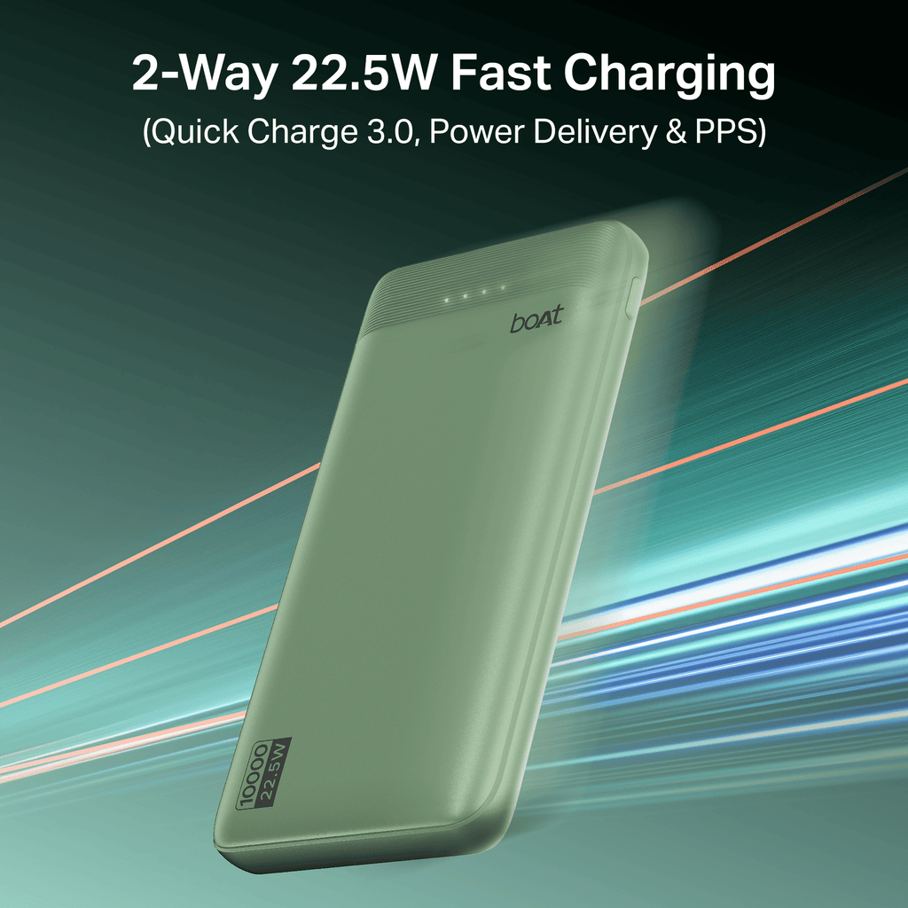 Energyshroom PB300 Activ | Powerbank with 22.5W Fast Charging, 10,000mAh, 12-Layer Smart IC Protection, 3 output ports